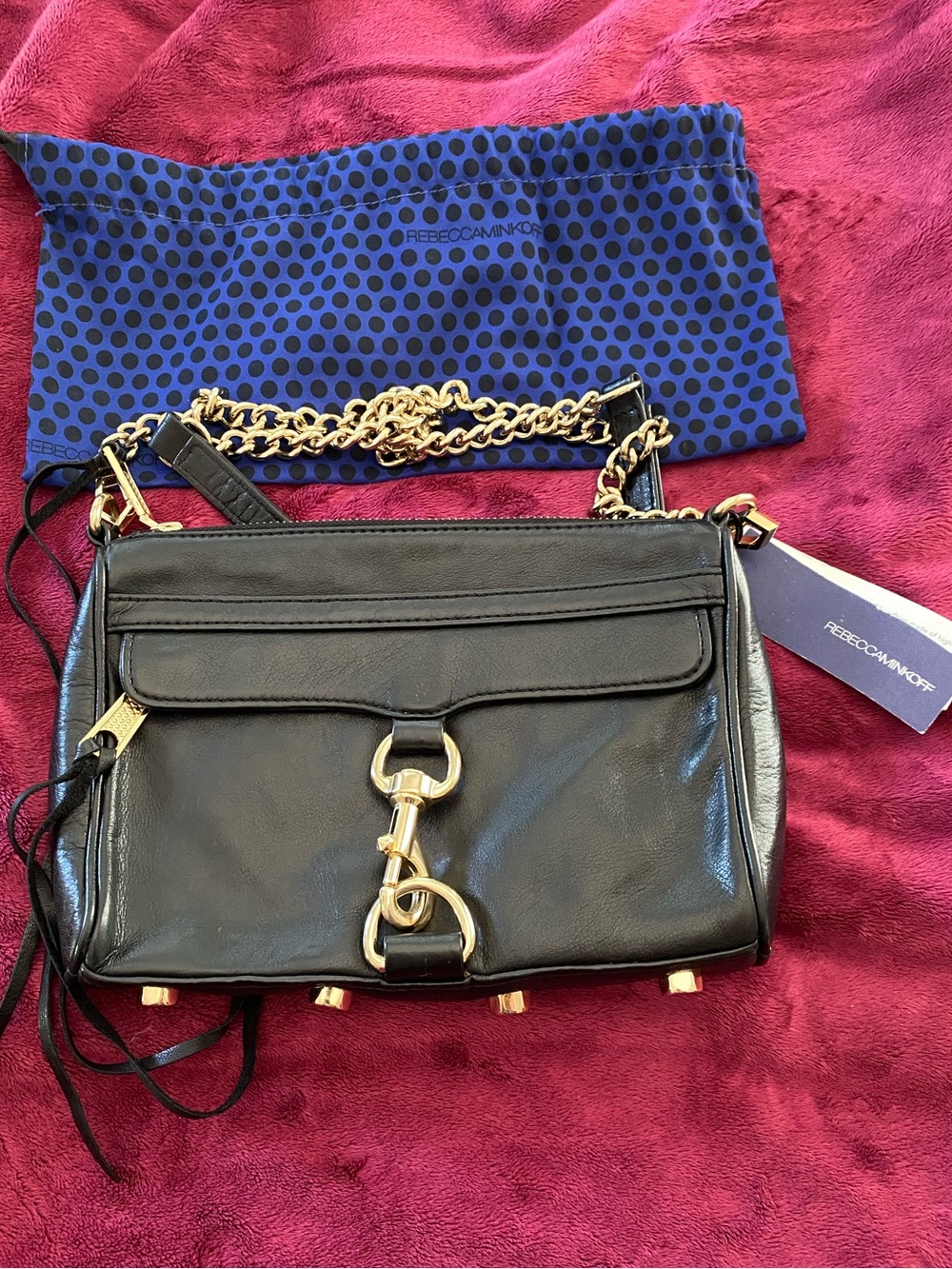 NWOT Rebecca Minkoff Black Italian leather MINI MAC with Gold Hardware - Picture 9 of 10